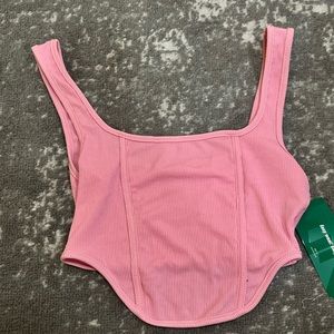 Pink square neck tank top